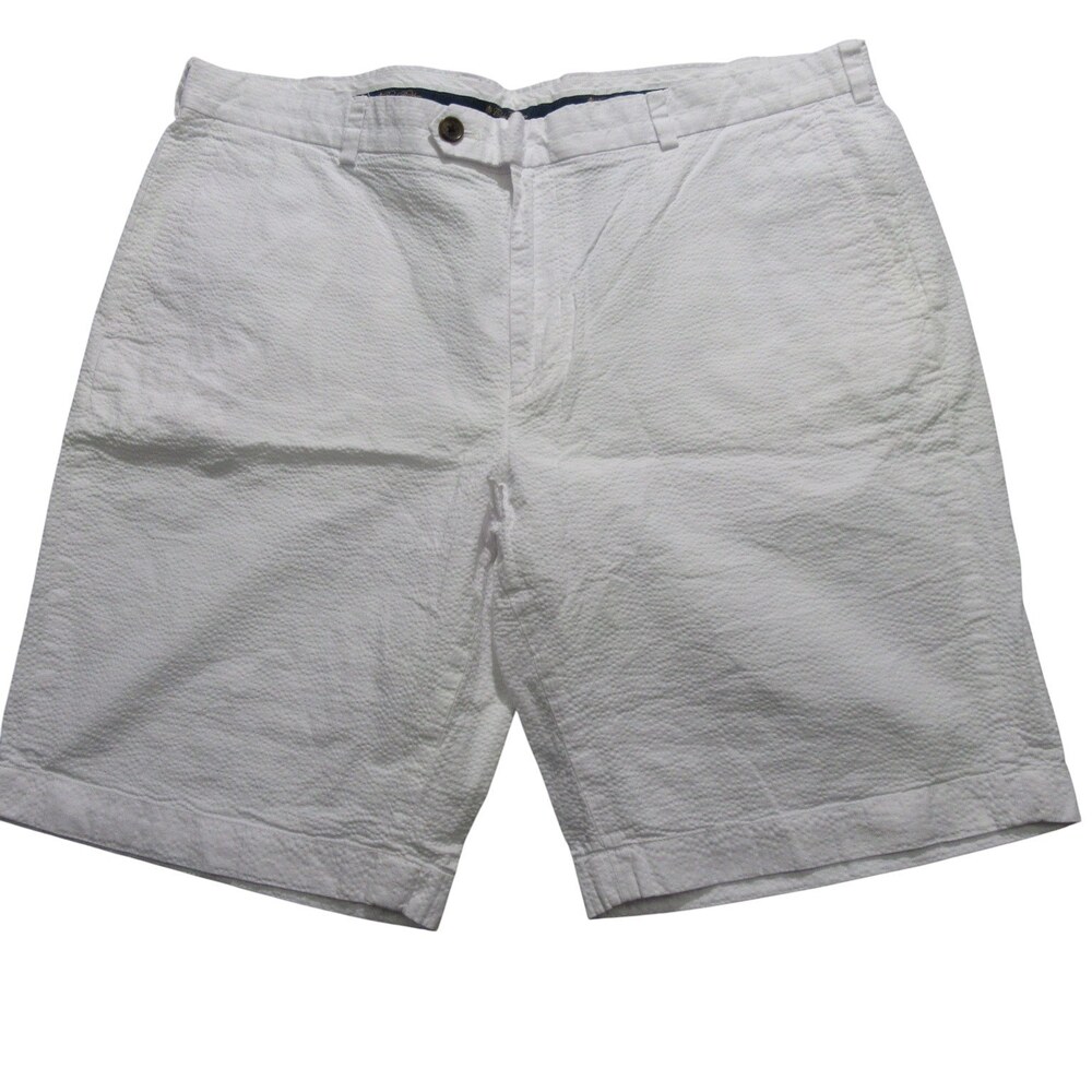 Brooks‎ Brothers Mens Bermuda Shorts 40 White Stretch 100% Cotton Button